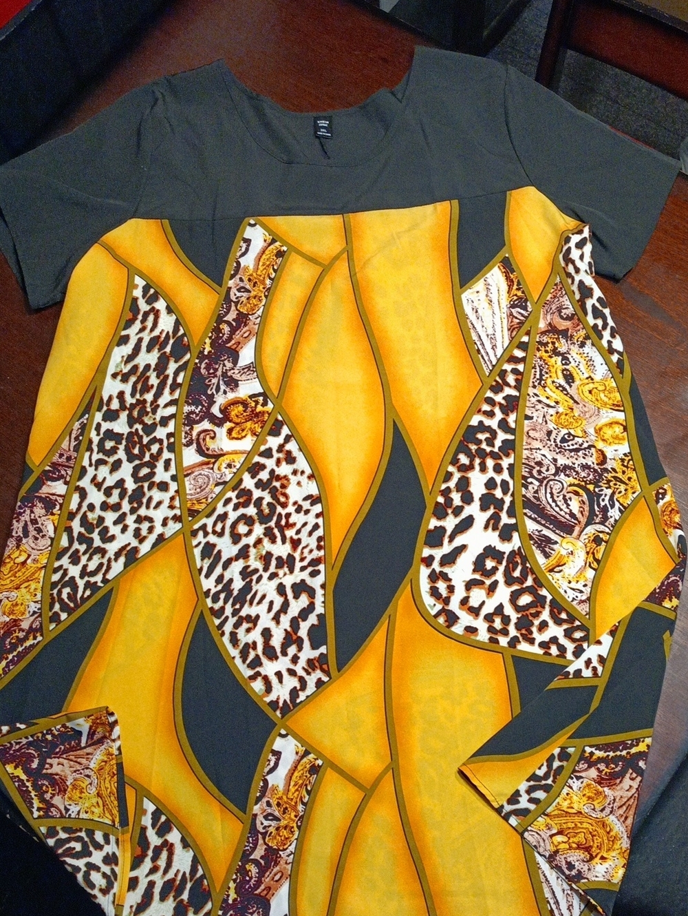 SHEIN Curve Black and Yellow Colorblock Dress